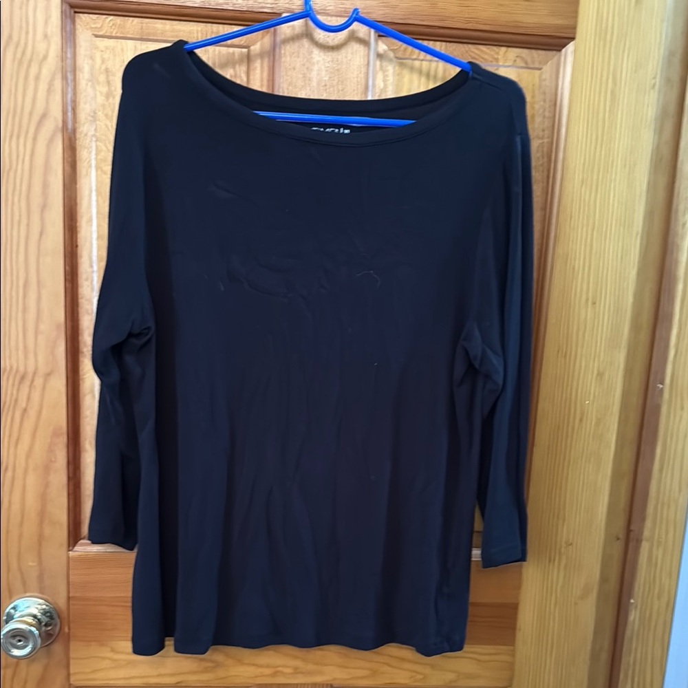 #47 - Time and Tru Black 3/4 Sleeve Relaxed Blouse